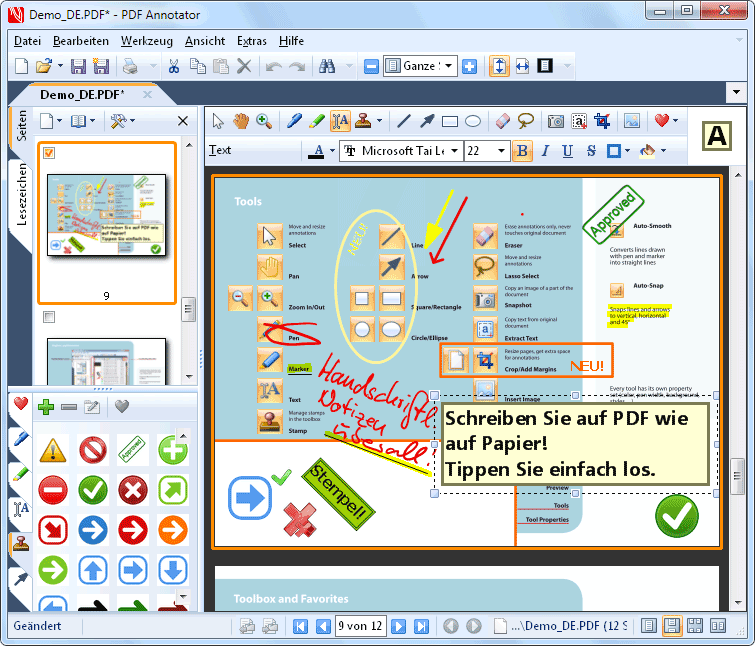 Screenshot vom Programm: PDF Annotator