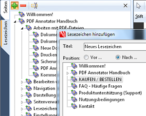 Lesezeichen (Bookmarks) - Springen Sie schnell zu vorgemerkten Positionen in Dokumenten, legen Sie eigene Lesezeichen an oder bearbeiten Sie die bestehenden. - Lesezeichen (Bookmarks)