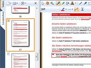 Seitenvorschau - Verschaffen Sie sich einen schnellen �berblick �ber Dokumente mit der ausklappbaren Seitenvorschau, die auch Mehrfachselektion f�r alle Seiten-Funktionen erlaubt. - Seitenvorschau