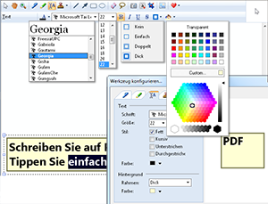 Text-Werkzeug - Alle Werkzeuge k�nnen detailliert angepasst werden, mit verschiedenen Stilen, Farben, Rahmen, Schrift, Stiftbreiten und vielem mehr. - Text-Werkzeug