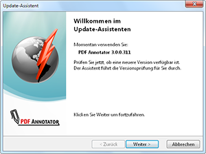 Update-Assistent - Mit dem Update-Assistenten verpassen Sie nie ein Update zu PDF Annotator. - Update-Assistent