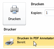 Auswahl des PDF-Druckers