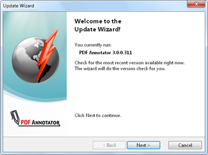 Update Wizard - Don't miss new versions of PDF Annotator with the integrated automatic update wizard. - Update Wizard
