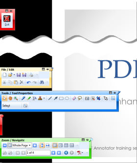 PDF Annotator Full Screen Mode with fly-out toolbars