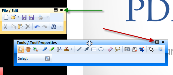 Using the fly out menus in Full Screen mode