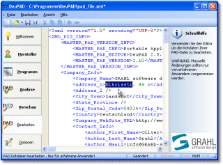 DeuPAD Editor - PAD Editor für Softwarehersteller - DeuPAD Editor - Bearbeiten