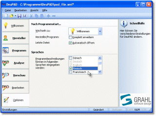 DeuPAD Editor - PAD Editor für Softwarehersteller - DeuPAD Editor - Optionen