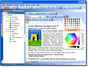 Text Snippets - Text Snippets können formatierten Text und eingebettete Grafiken beinhalten. Das Aussehen und die Struktur des Textes kann wie in einer Textverarbeitung durch Formatierung beeinflusst werden. - Text Snippets